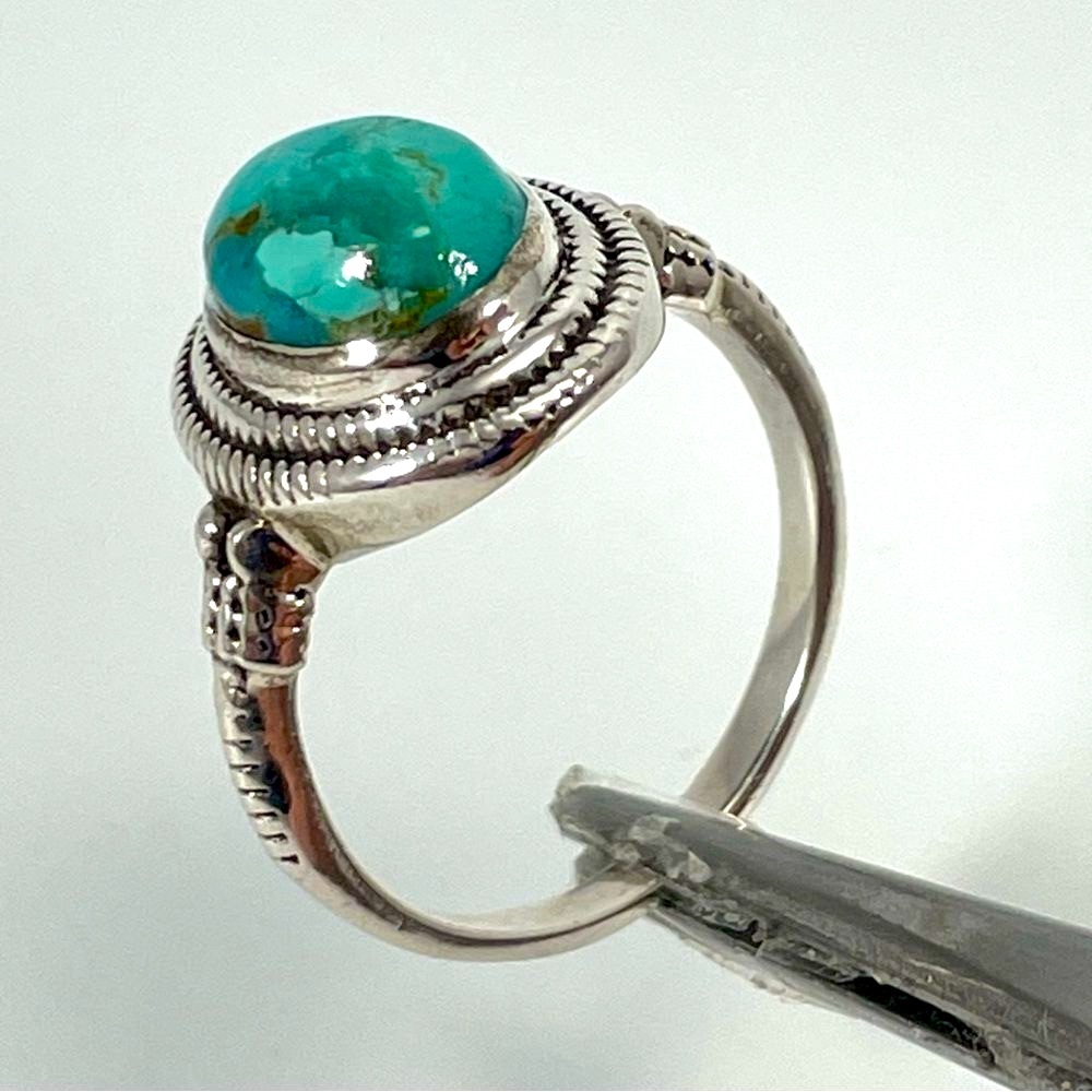 925 Sterling Silver 4ct Kingman Turquoise Ring Sz 8 Stunning New Statement